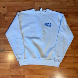 American-vintage Men's White and Blue Sweatshirt